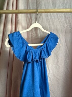 Tommy Bahama Blue Ruffle Off-Shoulder Tank Top